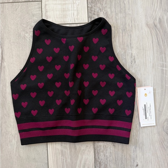 NWT Spiritual Gangster xs/s Rosaline Hearts Highneck Jacquard bra - Picture 1 of 8